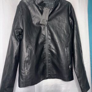 Soul Star Black Faux Leather Zip Jacket